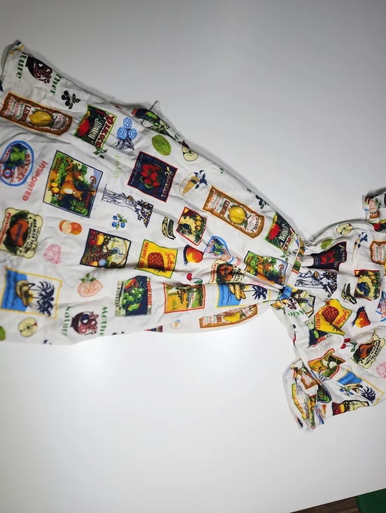 Jane + Delancey Medium Travel Print Shirt Dress Fruit & Postcard Short Sleeve - Picture 8 of 10